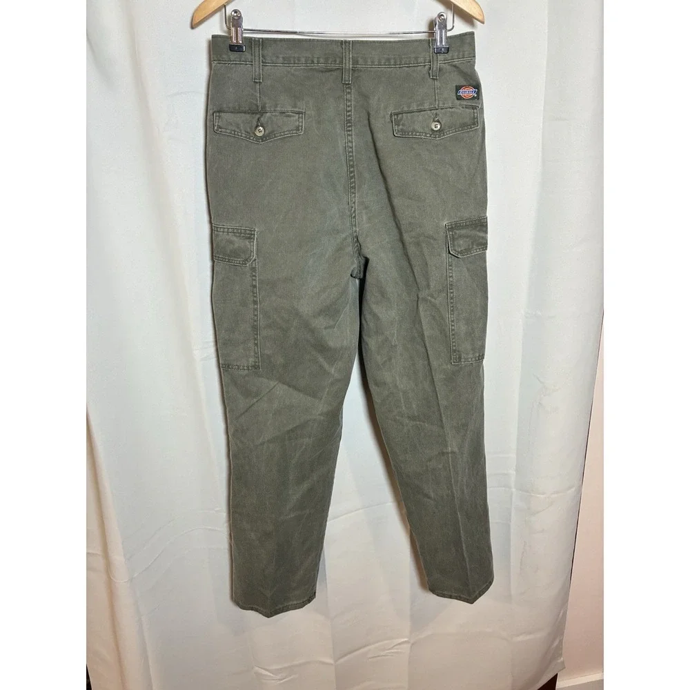 Vintage‎ Dickies W33 L30 Cargo Pants Olive Green Pleated Workwear Skater Y2K